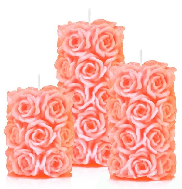 Świece dekoracyjne róże łososiowe