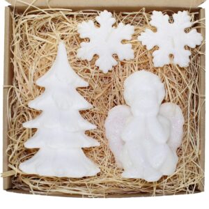 Zestaw świąteczny świece CHOINKA 15 cm + ANIOŁ + GWIAZDKI białe