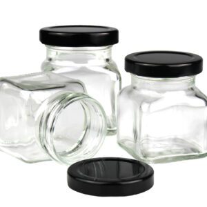 3x Szklany słoik z czarną zakrętką do świeczek 120 ml