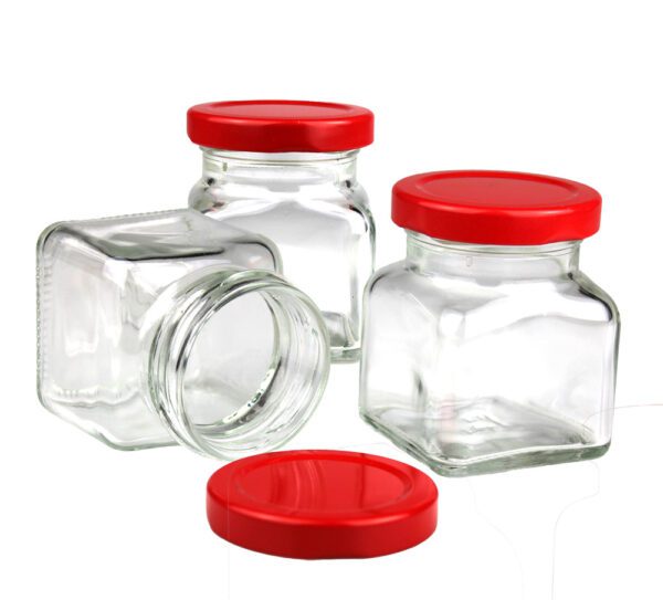 3x Szklany słoik z czerwoną zakrętką do świeczek 120 ml