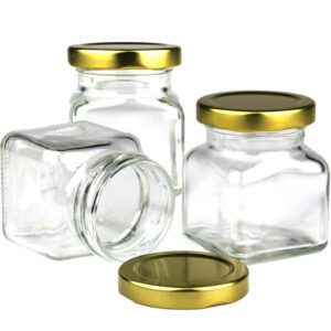 3x Szklany słoik ze złotą zakrętką do świeczek 120 ml