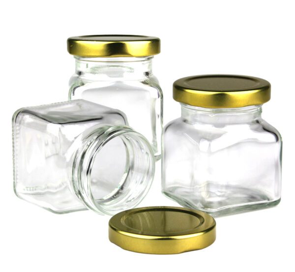 3x Szklany słoik ze złotą zakrętką do świeczek 120 ml