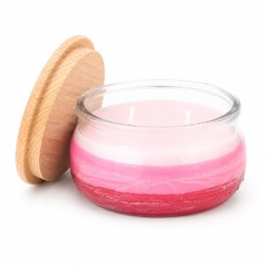 Świeca zapachowa z drewnianą pokrywką zapach róża 210 ml