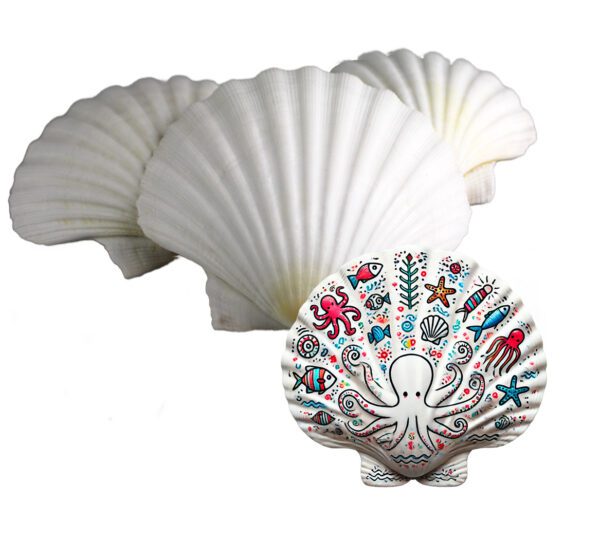 Muszla do malowania piękna duża naturalna muszla Pecten Maximus BIAŁA 3 szt
